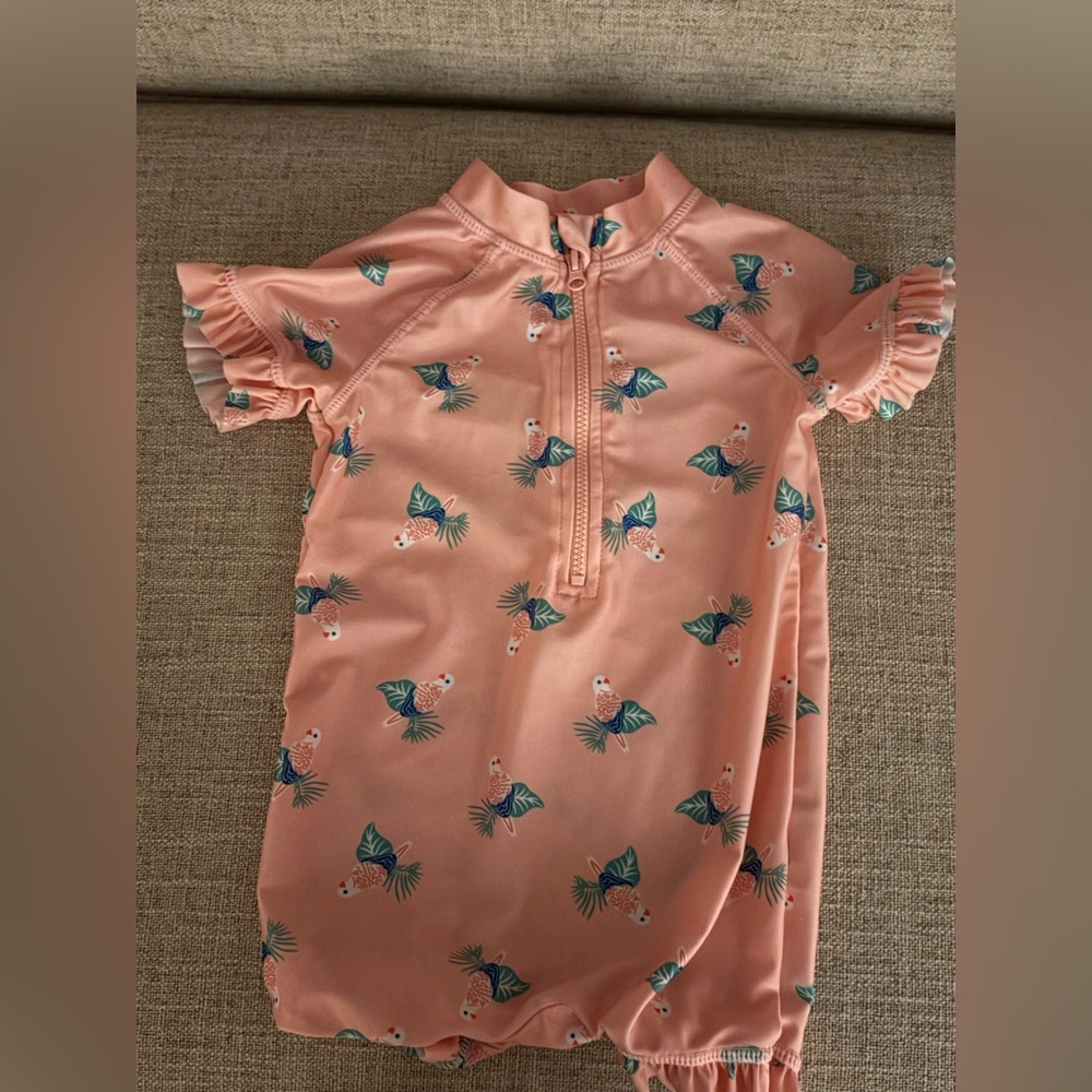 First Impressions Pink Parrot Kids Swim One Piece